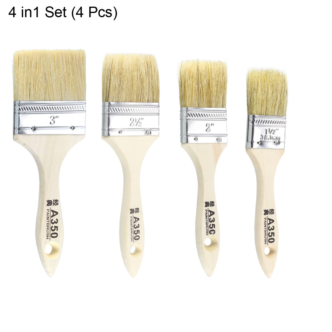 Harfington 1.5 2 2.5 3 Inch Chip Paint Brushes Synthetic Bristle with Wood Handle for Wall Treatment 4in1 Set