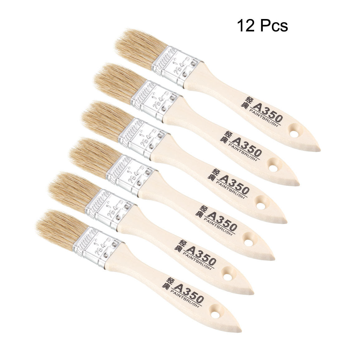 Harfington 1 Inch Chip Paint Brush Synthetic Bristle with Wooden Handle for Wall Treatment 12pcs