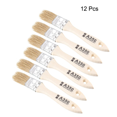 Harfington 1 Inch Chip Paint Brush Synthetic Bristle with Wooden Handle for Wall Treatment 12pcs