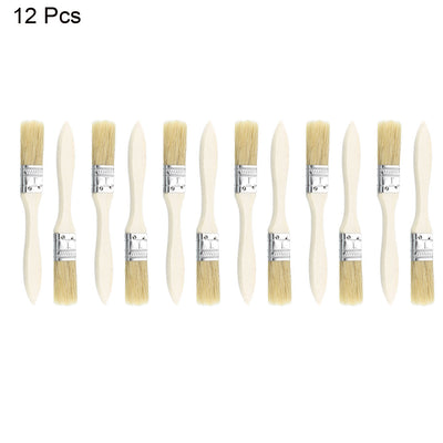 Harfington 1 Inch Chip Paint Brush Synthetic Bristle Wooden Handle for Household Wall Treatment 12pcs