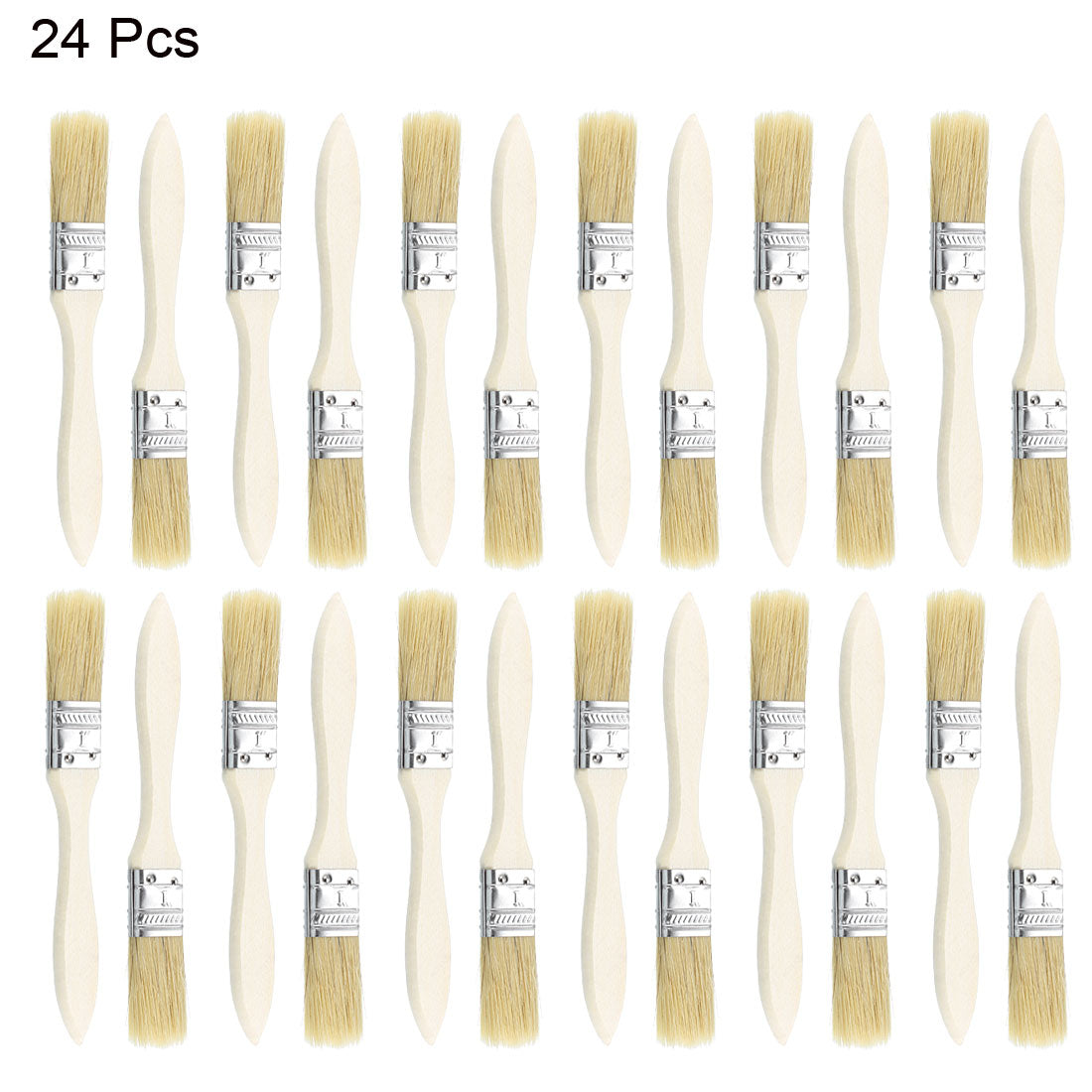 Harfington 1 Inch Chip Paint Brush Synthetic Bristle Wooden Handle for Household Wall Treatment 24pcs