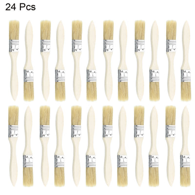 Harfington 1 Inch Chip Paint Brush Synthetic Bristle Wooden Handle for Household Wall Treatment 24pcs