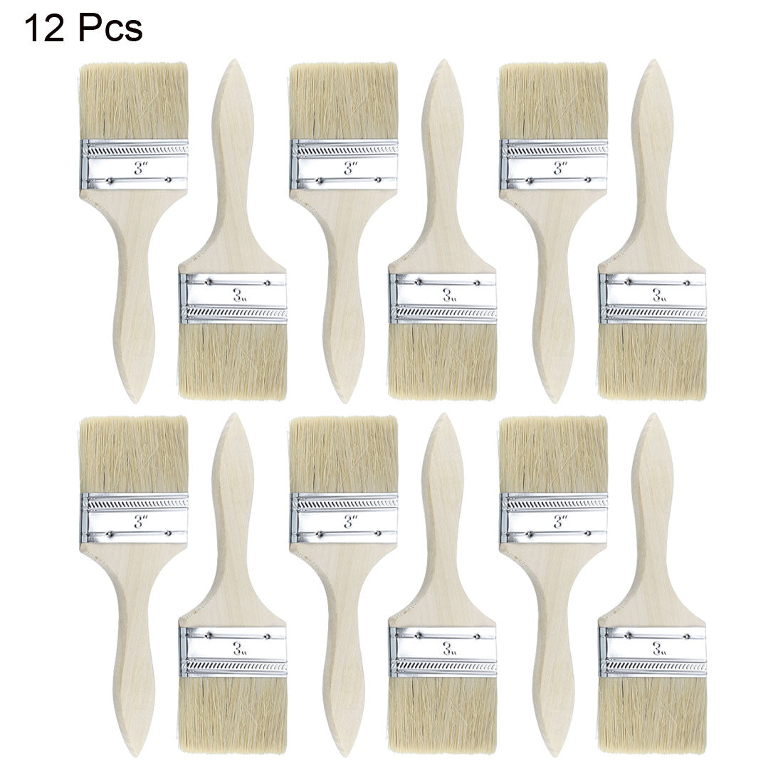 Harfington 3 Inch Chip Paint Brush Synthetic Bristle with Wood Handle for Wall Treatment 12pcs