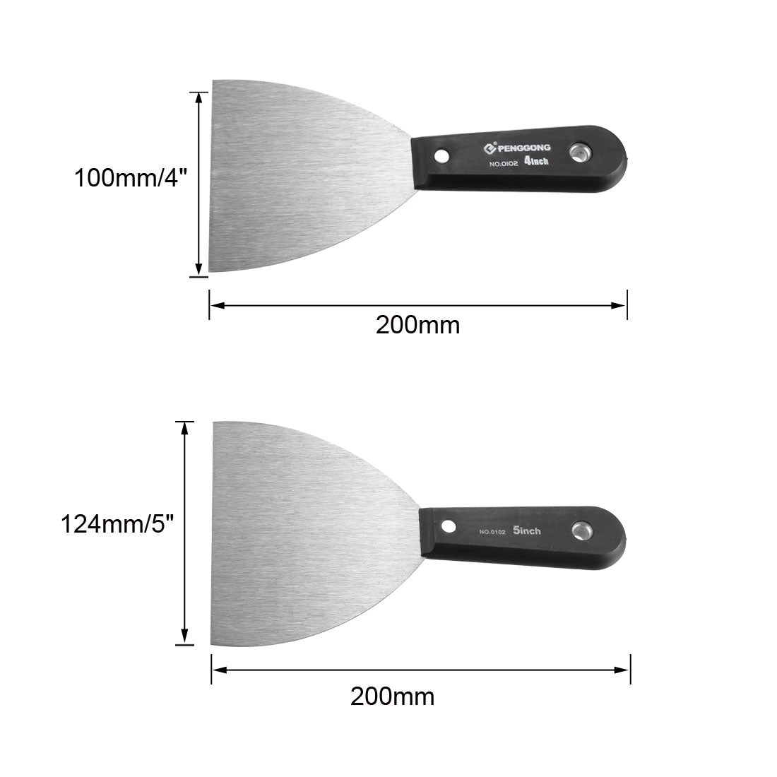Harfington Putty Knives 1 1.5 2 2.5 3 4 5 Inch Paint Scraper Wooden Handle with Package for Wall Floor Tile 7in1 Set