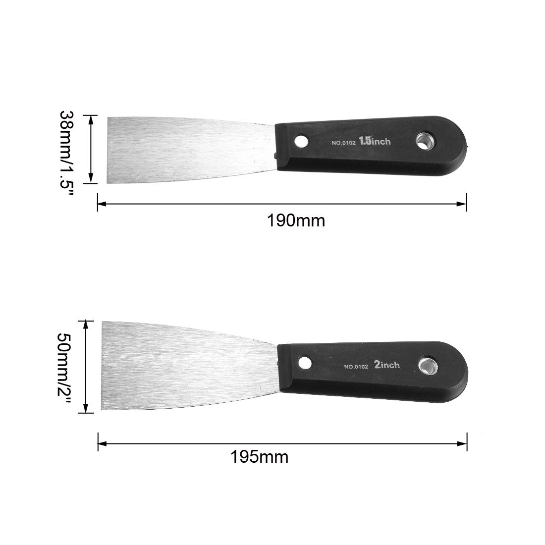 Harfington Putty Knives 1 1.5 2 2.5 3 4 5 Inch Paint Scraper Wooden Handle with Package for Wall Floor Tile 7in1 Set