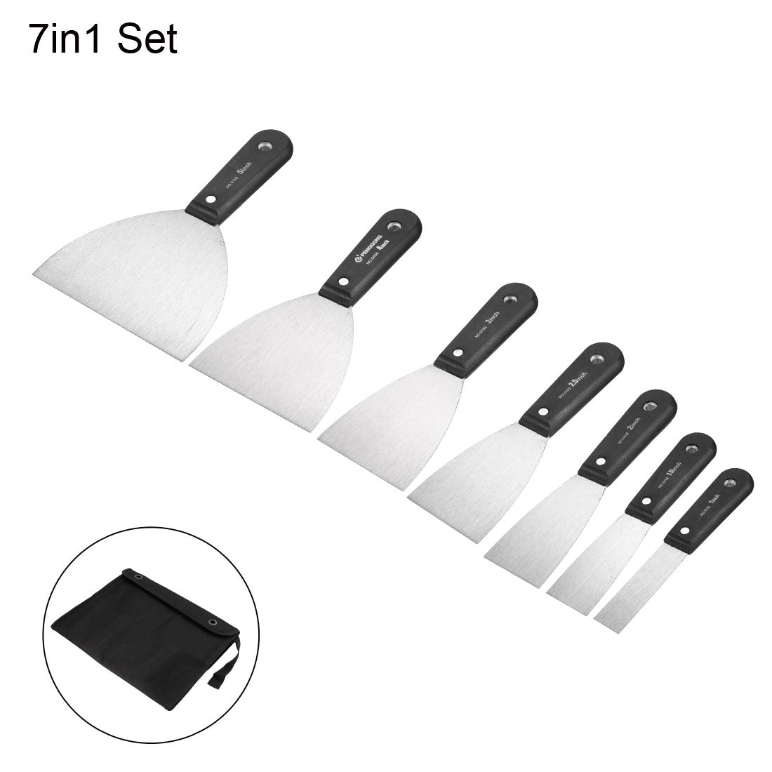 Harfington Putty Knives 1 1.5 2 2.5 3 4 5 Inch Paint Scraper Wooden Handle with Package for Wall Floor Tile 7in1 Set