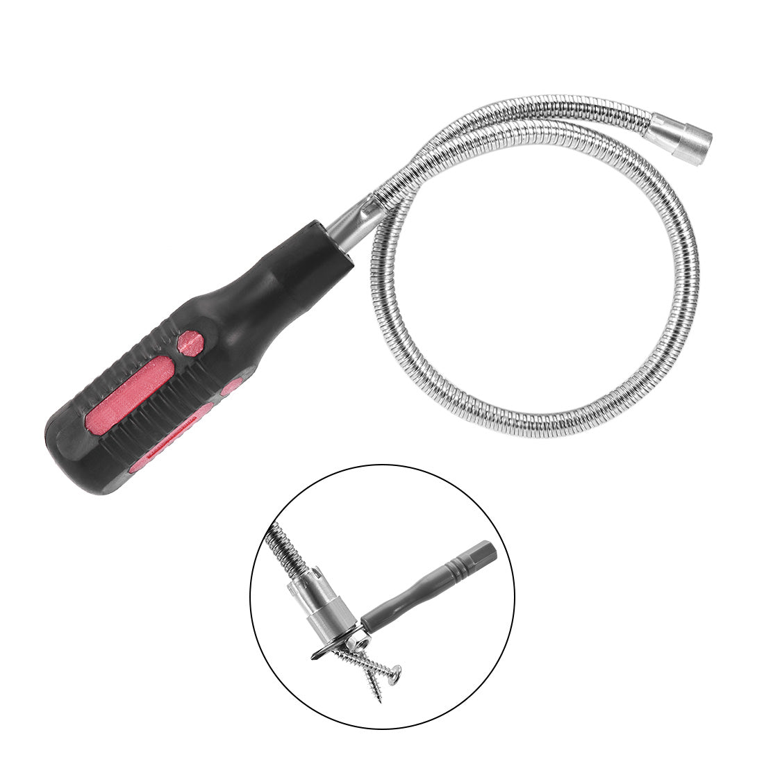 Harfington Magnetic Grabber Pickup Tool Bendable Retriever Stick 14mm Magnetic Bar 560mm Length Black 2Pcs