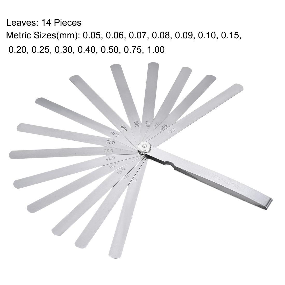 Harfington Thickness Feeler Gauge 0.05-1.00mm 14 Leaves Stainless Steel Measuring Tool for Gap Width