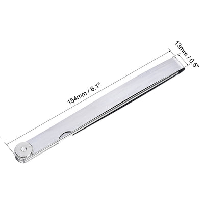 Harfington Thickness Feeler Gauge 0.05-1.00mm 14 Leaves Stainless Steel Measuring Tool for Gap Width