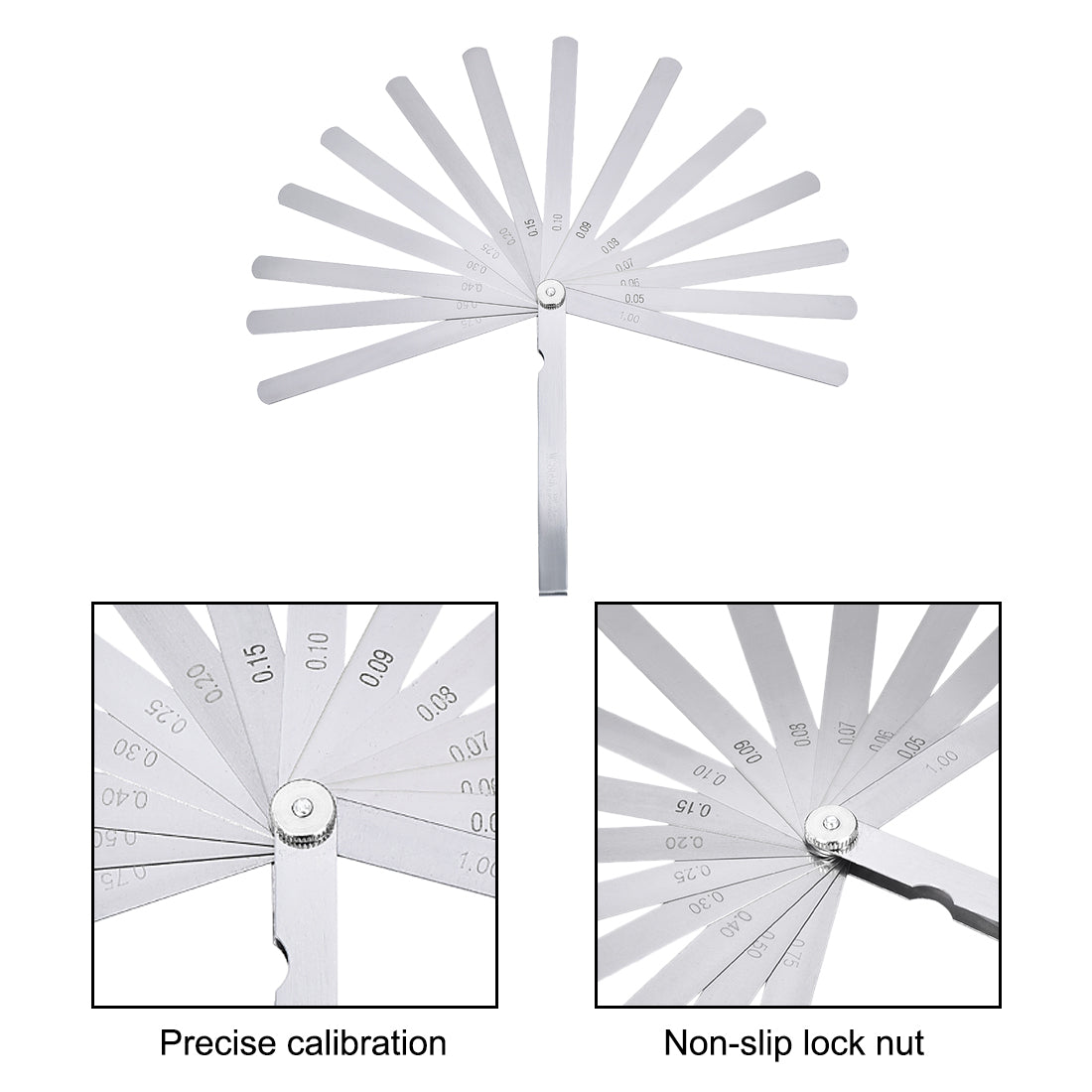 Harfington Thickness Feeler Gauge 0.05-1.00mm 14 Leaves Stainless Steel Measuring Tool for Gap Width