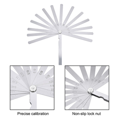 Harfington Thickness Feeler Gauge 0.05-1.00mm 14 Leaves Stainless Steel Measuring Tool for Gap Width