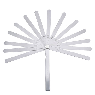 Harfington Thickness Feeler Gauge 0.05-1.00mm 14 Leaves Stainless Steel Measuring Tool for Gap Width