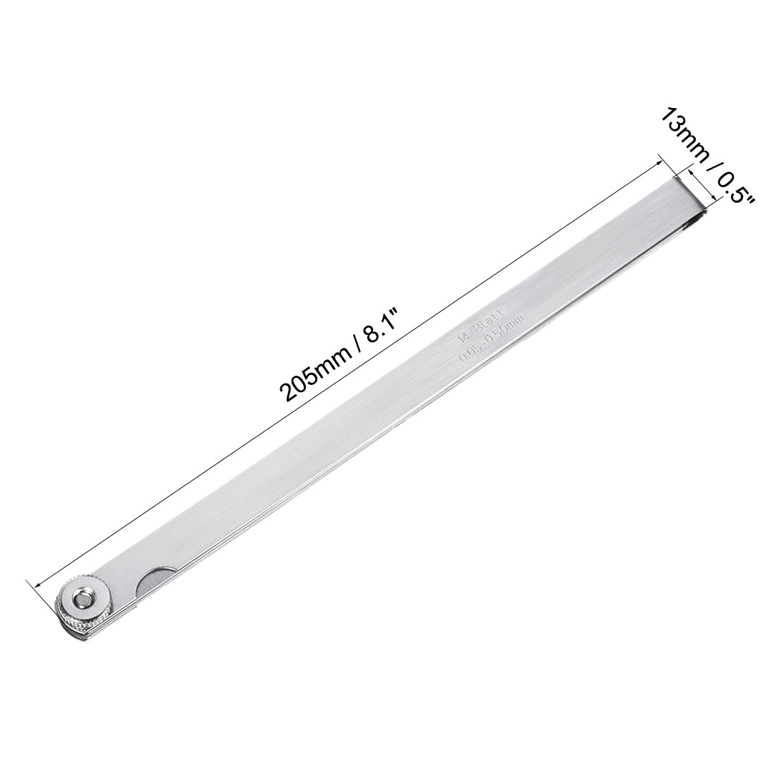 Harfington Thickness Feeler Gauge 0.05-0.50mm 14 Leaves Stainless Steel Measuring Tool for Gap Width