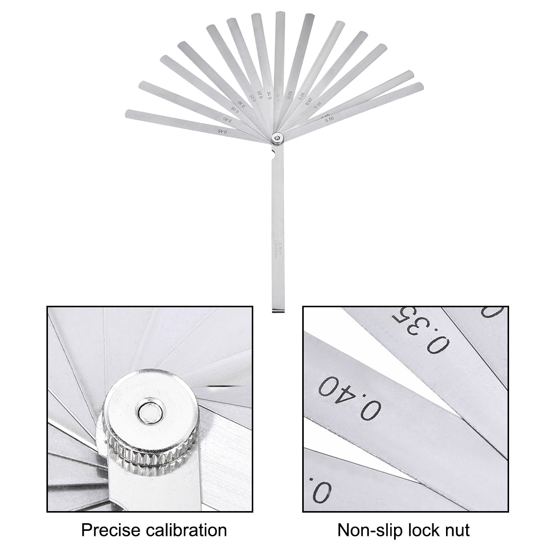 Harfington Thickness Feeler Gauge 0.05-0.50mm 14 Leaves Stainless Steel Measuring Tool for Gap Width