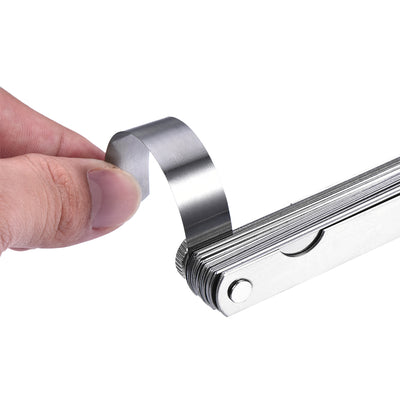 Harfington Thickness Feeler Gauge 0.02-1.00mm 0.0008-0.04 Inch 32 Leaves Stainless Steel Measuring Tool for Gap Width 2pcs
