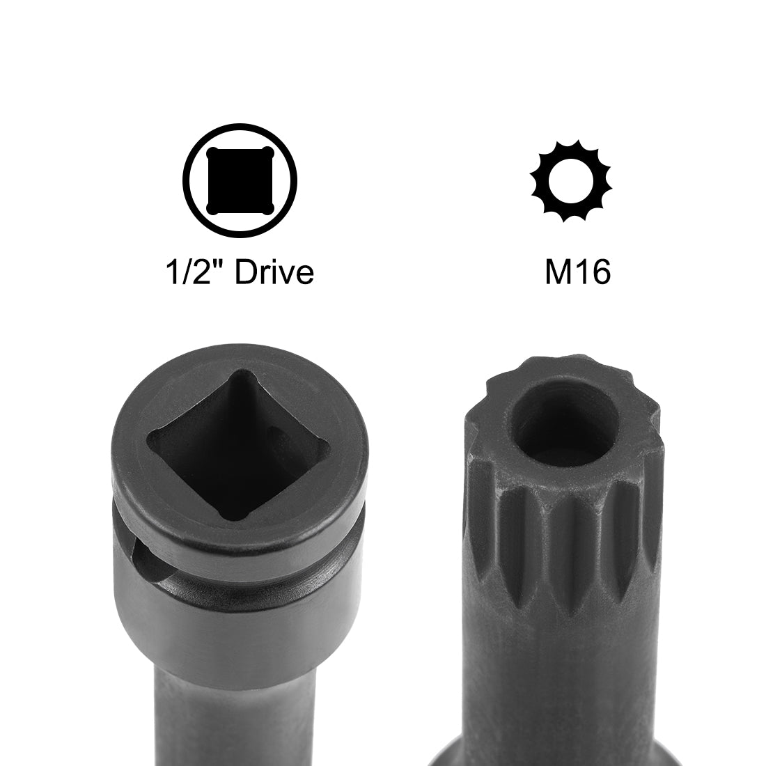 Harfington Drive x Impact Triple Square Spline Bit Socket, Tamper Proof Metric, Cr-Mo Steel