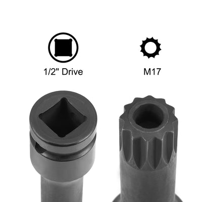 Harfington Drive x Impact Triple Square Spline Bit Socket, Tamper Proof Metric, Cr-Mo Steel