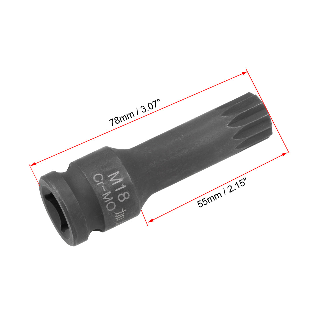 Harfington Drive x Impact Triple Square Spline Bit Socket, Tamper Proof Metric, Cr-Mo Steel