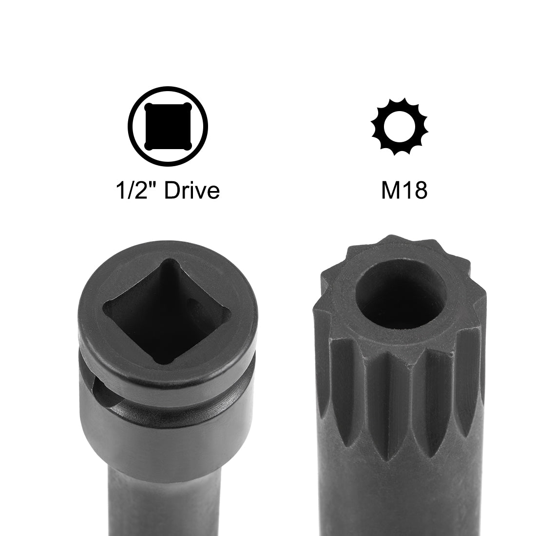 Harfington Drive x Impact Triple Square Spline Bit Socket, Tamper Proof Metric, Cr-Mo Steel