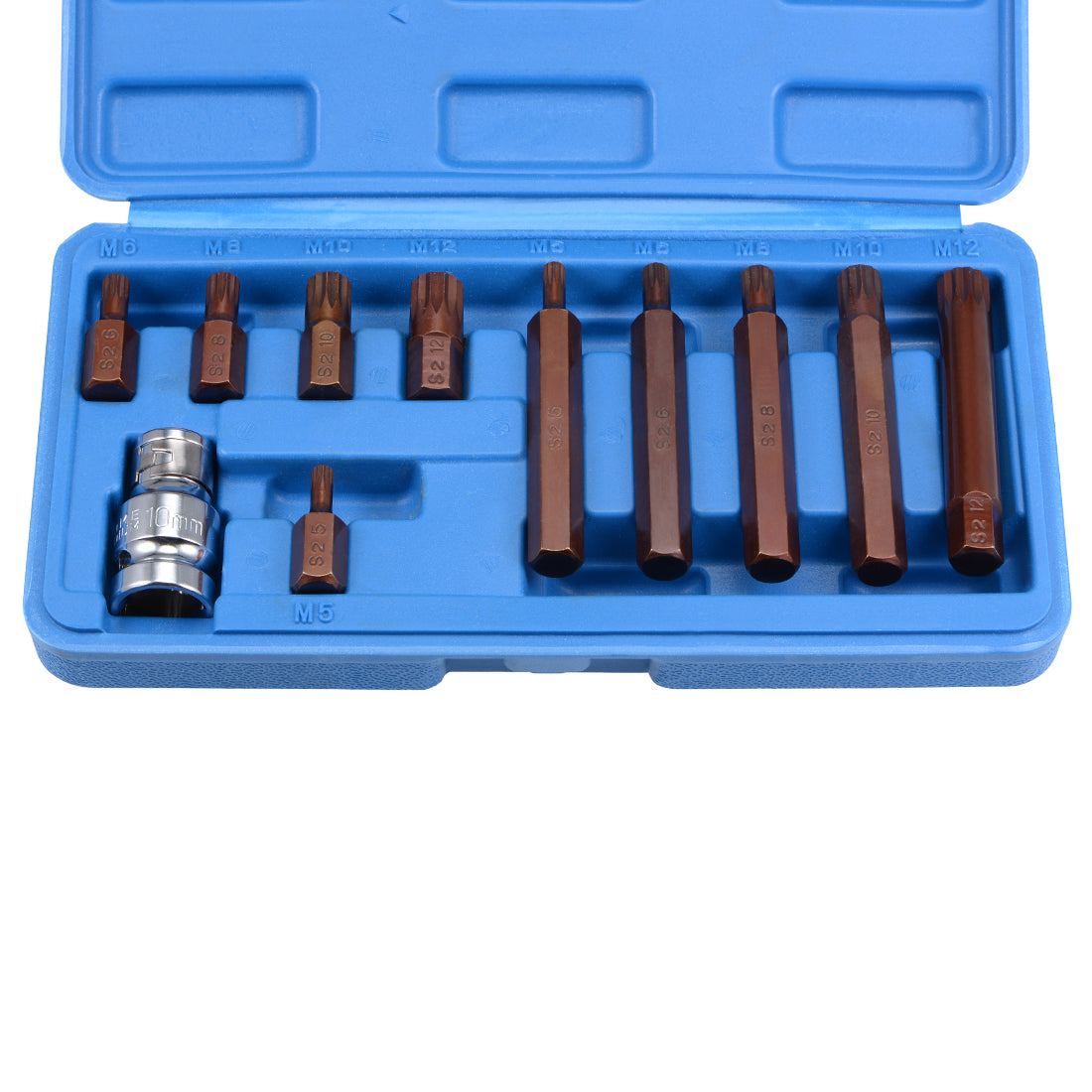 Harfington 1/2" Drive x M5 - M12 Triple Square Spline Bit Socket Set, S2 Steel Bits, CR-V Sockets