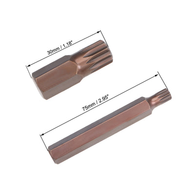 Harfington 1/2" Drive x M5 - M12 Triple Square Spline Bit Socket Set, S2 Steel Bits, CR-V Sockets