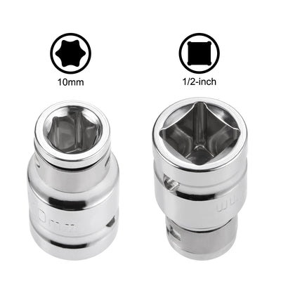 Harfington 1/2" Drive x M5 - M12 Triple Square Spline Bit Socket Set, S2 Steel Bits, CR-V Sockets