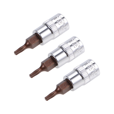 Harfington 1/4-Inch Drive Bit Socket Torx T10 S2 Steel 38mm Length 3 Pcs