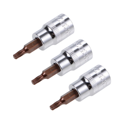Harfington 3/8-Inch Drive Bit Socket Torx T20 S2 Steel 48mm Length 3 Pcs