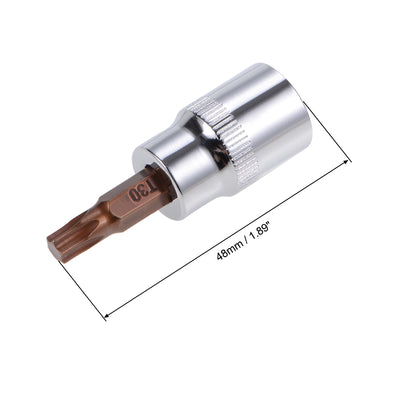 Harfington 3/8-Inch Drive Bit Socket Torx T30 S2 Steel 48mm Length 2 Pcs