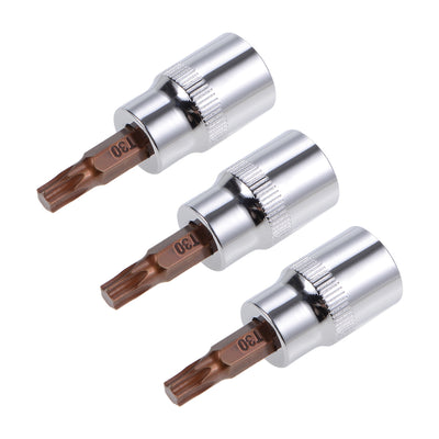Harfington 3/8-Inch Drive Bit Socket Torx T30 S2 Steel 48mm Length 3 Pcs