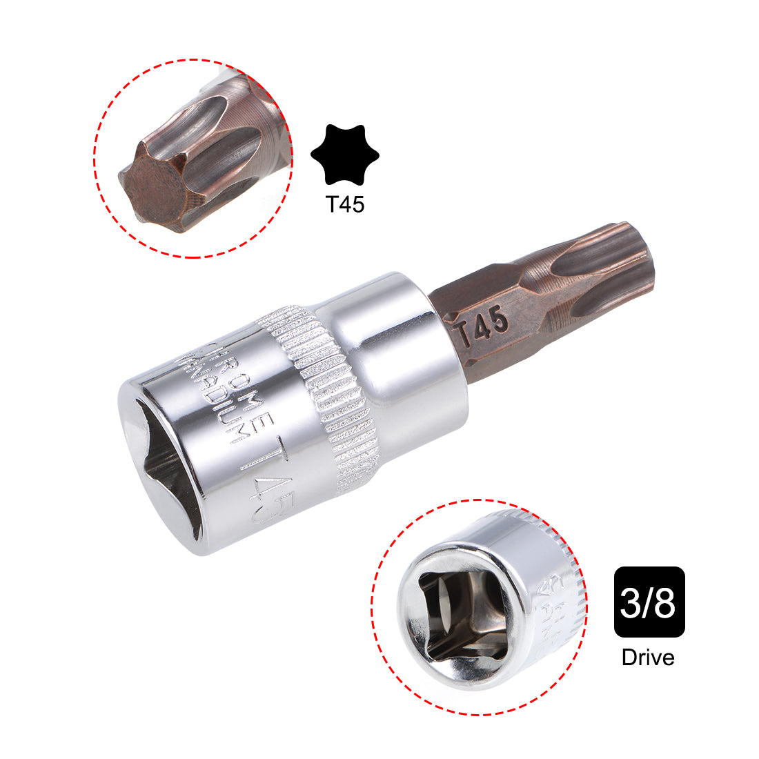 Harfington Drive x Torx Bit Socket, S2 Steel Bits, CR-V Steel Sockets (for Hand Use Only)