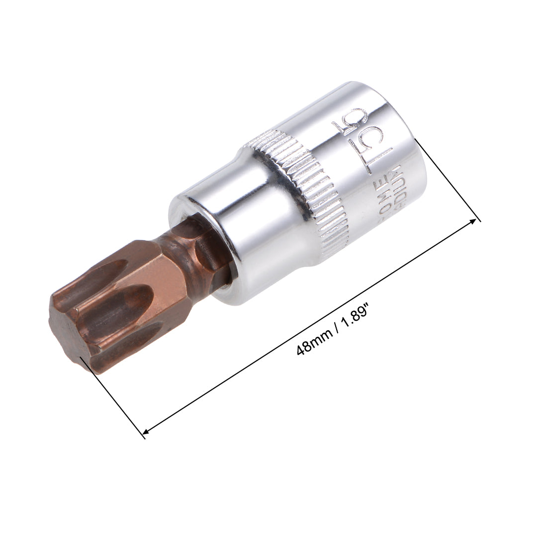 Harfington 3/8-Inch Drive Bit Socket Torx T55 S2 Steel 48mm Length 2 Pcs