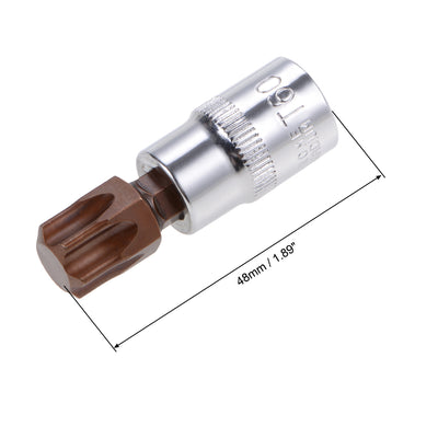 Harfington 3/8-Inch Drive Bit Socket Torx T60 S2 Steel 48mm Length 2 Pcs