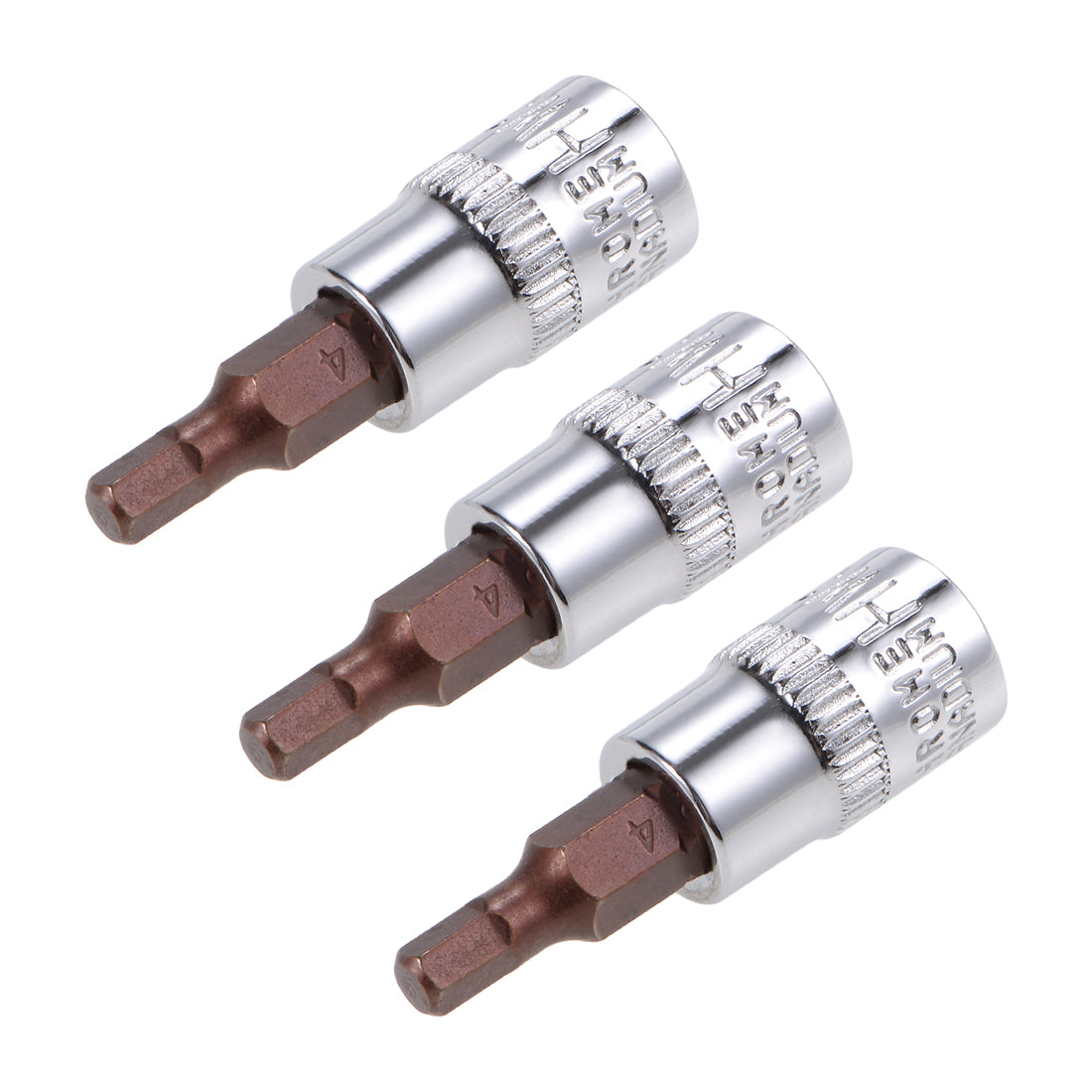 Harfington 3 Pcs 1/4" Drive x 4mm Hex Bit Socket, Standard Metric, S2 & Cr-V Steel