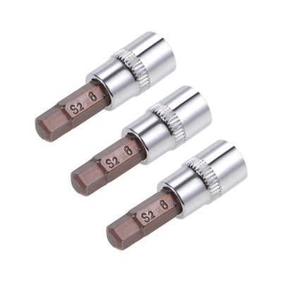 Harfington 3 Pcs 1/4" Drive x 6mm Hex Bit Socket, Standard Metric, S2 & Cr-V Steel