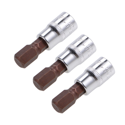 Harfington 3 Pcs 1/4" Drive x 8mm Hex Bit Socket, Standard Metric, S2 & Cr-V Steel
