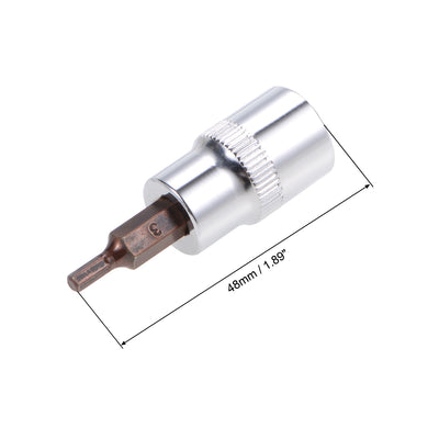 Harfington 2 Pcs 3/8" Drive x 3mm Hex Bit Socket, Standard Metric, S2 & Cr-V Steel