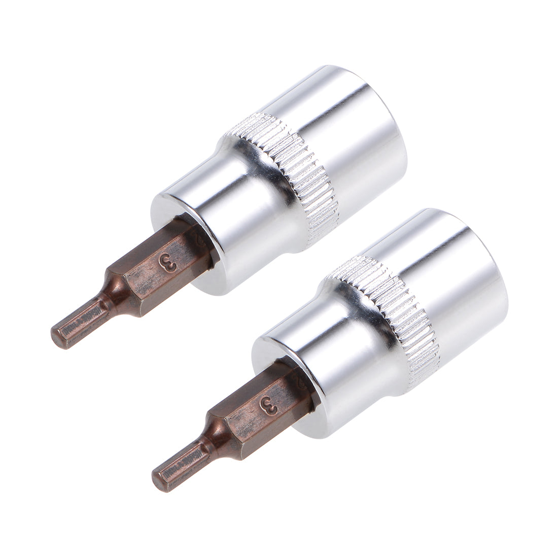 Harfington 2 Pcs 3/8" Drive x 3mm Hex Bit Socket, Standard Metric, S2 & Cr-V Steel