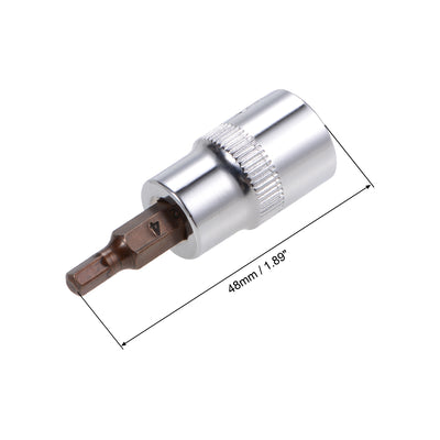 Harfington 2 Pcs 3/8" Drive x 4mm Hex Bit Socket, Standard Metric, S2 & Cr-V Steel