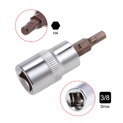 Harfington 2 Pcs 3/8" Drive x 4mm Hex Bit Socket, Standard Metric, S2 & Cr-V Steel