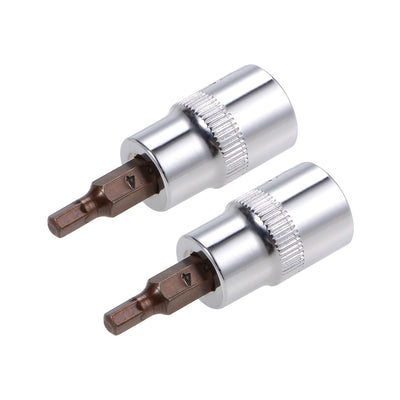 Harfington 2 Pcs 3/8" Drive x 4mm Hex Bit Socket, Standard Metric, S2 & Cr-V Steel