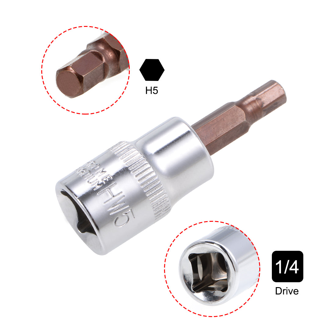 Harfington 3/8" Drive x 5mm Hex Bit Socket, Standard Metric, S2 & Cr-V Steel