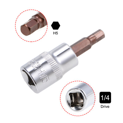 Harfington 3/8" Drive x 5mm Hex Bit Socket, Standard Metric, S2 & Cr-V Steel