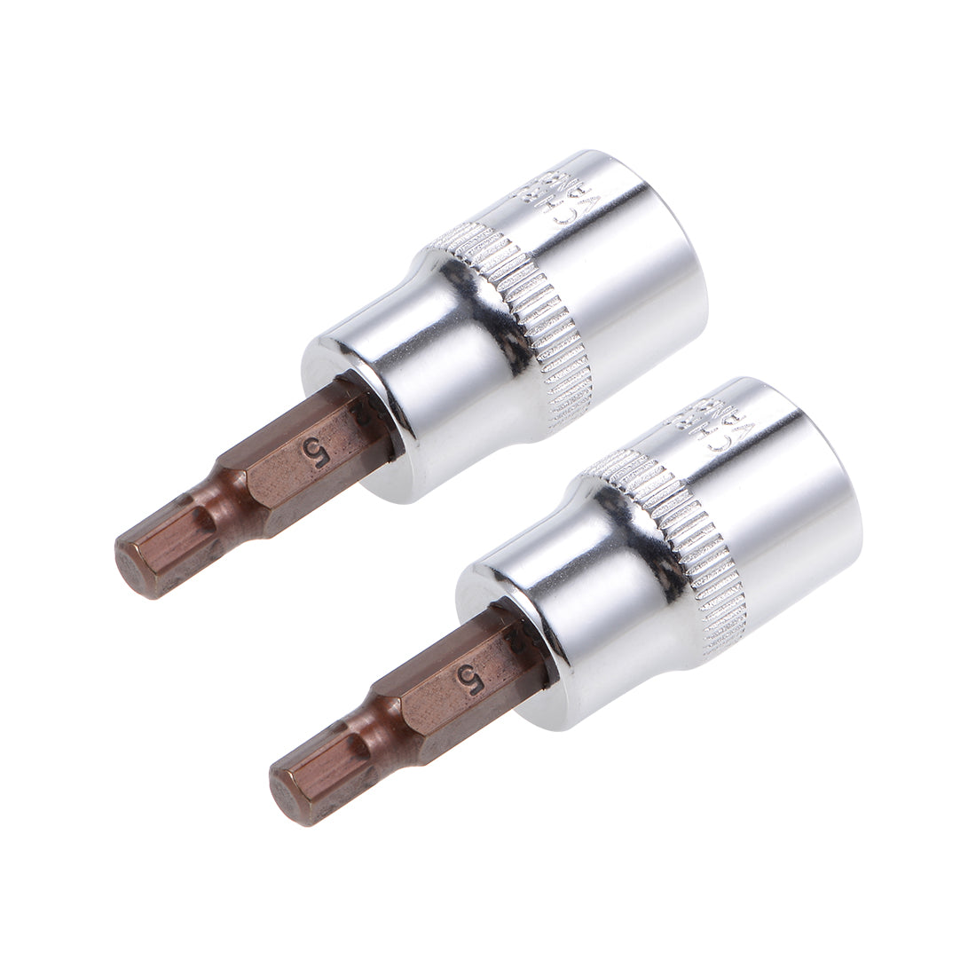 Harfington 2 Pcs 3/8" Drive x 5mm Hex Bit Socket, Standard Metric, S2 & Cr-V Steel