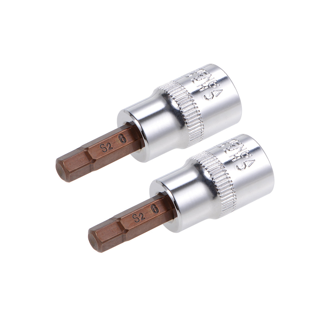 Harfington 2 Pcs 3/8" Drive x 6mm Hex Bit Socket, Standard Metric, S2 & Cr-V Steel