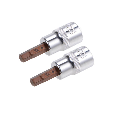 Harfington 2 Pcs 3/8" Drive x 6mm Hex Bit Socket, Standard Metric, S2 & Cr-V Steel