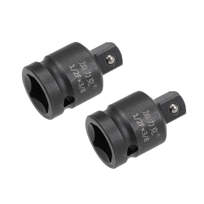 Harfington 2 Pcs 1/2 Inch Drive (F) x 3/8 Inch (M) Impact Socket Reducer for Ratchet Wrenches, Female to Male, Cr-Mo