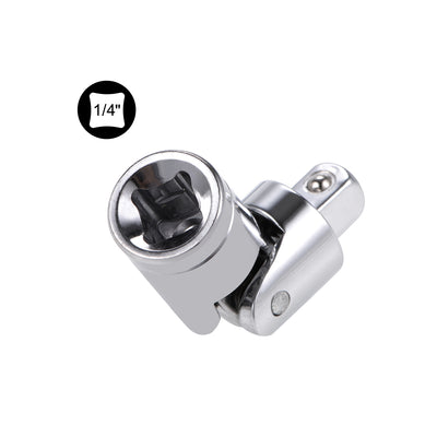 Harfington 3pcs 1/4" Drive Universal Joint Socket Coupling Steering Connector Adapter, Cr-V