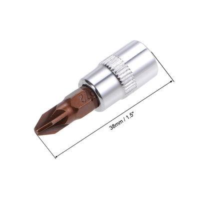 Harfington 1/4-Inch Drive Bit Socket PZ3 S2 Steel 38mm Length 2 Pcs