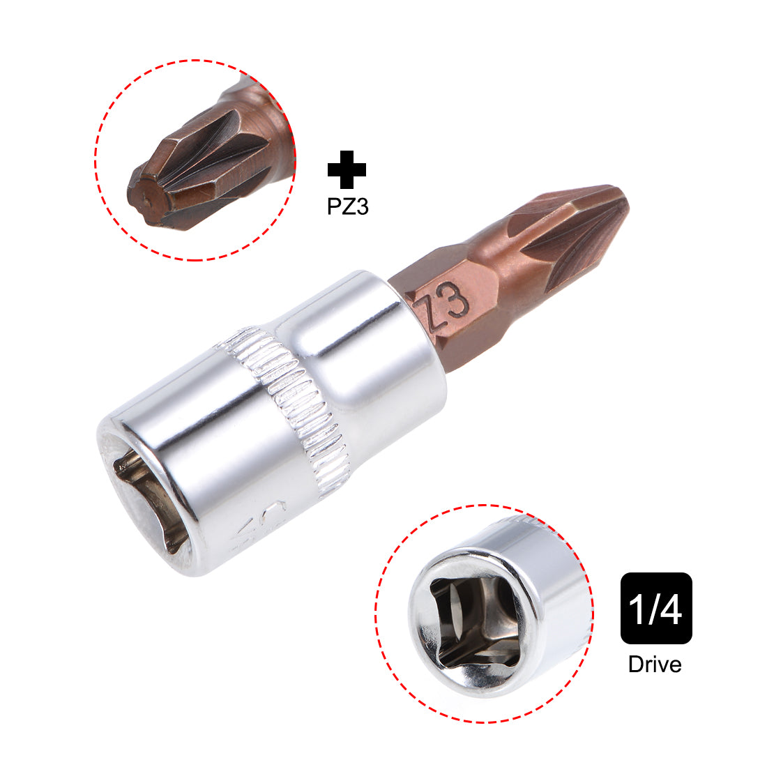 Harfington 1/4-Inch Drive Bit Socket PZ3 S2 Steel 38mm Length 2 Pcs